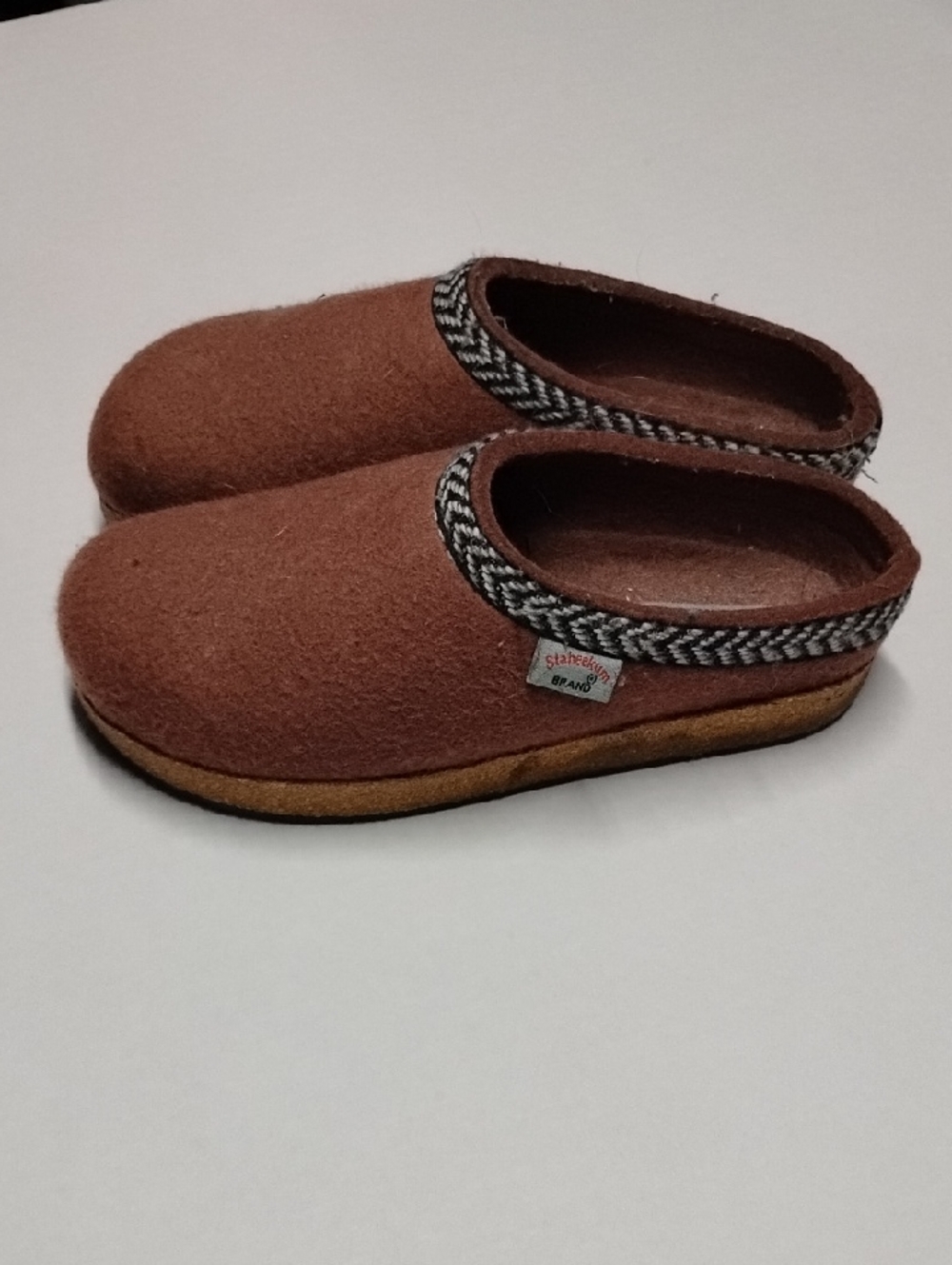 Staheekum Brown Felt Slip-On Clogs with Braided Trim